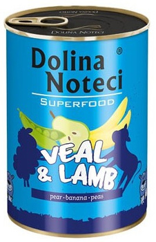 DOLINA NOTECI SUPERFOOD 400g CIELĘCINA,  JAGNIĘCINA puszka /6