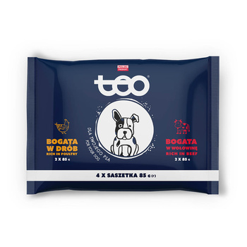 Karma mokra dla psa TEO Mini bogata w drób + wołowinę 4 x 85 g