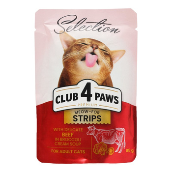 CLUB4Ł KOT sasz.85g STRIPS WOŁOWINA  w brokułowym kremowym sosie /12