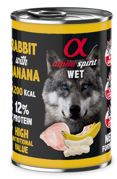 Alpha Spirit mokra karma dla psa królik z bananem 400g