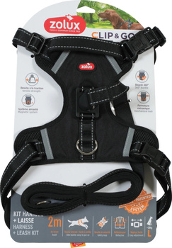 ZOLUX Zestaw szelki + smycz dla psa CLIP and GO L czarny