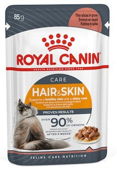 Royal Canin Hair & Skin Care w sosie  karma mokra dla kotów dorosłych, zdrowa skóra, piękna sierść saszetka 85g