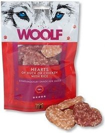 WOOLF przysmak PIES 100g HEARTS OF DUCK OR CHICKEN WITH RICE