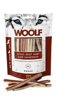 WOOLF przysmak PIES 100g LONG BEEF&COD SANDWICH