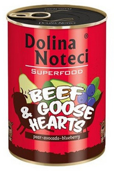 DOLINA NOTECI SUPERFOOD 400g WOŁOWINA,  SERCA GĘSI puszka /6