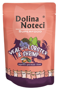 DOLINA NOTECI SUPERFOOD KOT CIELĘCINA,  HOMAR, KREWETKI sasz.85g /10