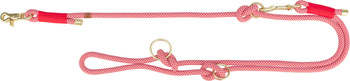 Soft Rope, smycz regulowana, dla psa, linka, L–XL: 2.00 m/o 13 mm, czerwono/kremowa