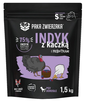 PAKA ZWIERZAKA  1.5kg INDYK Z KACZKĄ "S"   sucha karma dla psa