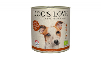 DOG'S LOVE BIO RIND - ekologiczna wołowina z ryżem, cukinią i jabłkiem (800g)