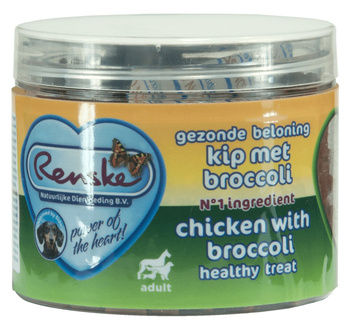 Renske Dog Healthy Mini Treat Chicken with broccoli - zdrowy mini przysmak dla psów małych ras - kurczak z brokułami 100 g