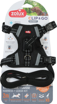 ZOLUX Zestaw szelki + smycz dla psa CLIP and GO XS czarny