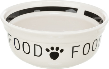 Miska ceramiczna „Food", dla psa, biało/czarna, 0.25 l/13 cm