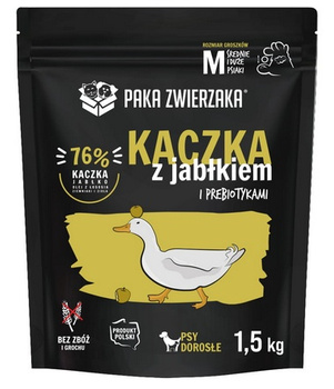 PAKA ZWIERZAKA  1.5kg KACZKA Z JABŁKIEM    "M"  sucha karma dla psa