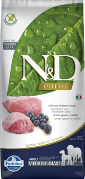 FARMINA ND PRIME  GRAIN FREE LAMB&BLUEBERRY ADULT MEDIUM&MAXI 12KG / PIES  x 2 szt