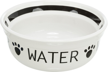 Miska ceramiczna „Water", dla psa, biało/czarna, 2.6 l/25 cm