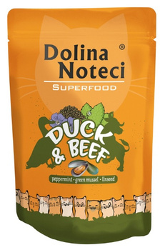 DOLINA NOTECI SUPERFOOD KOT KACZKA,  WOŁOWINA sasz.85g /10