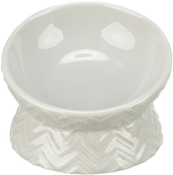 Miska podwyższona, dla kota, ceramika, jasnoszara, 0.15 l/13 cm