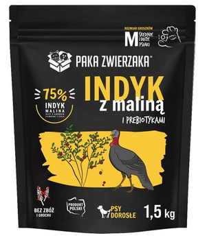 PAKA ZWIERZAKA  1.5kg INDYK Z MALINĄ       "M"  sucha karma dla psa