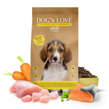 DOG'S LOVE Junior Huhn - kurczak z batatami i marchewką dla szczeniąt (12kg)