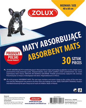 ZOLUX Podkłady higieniczne dla psa do nauki czystości 60 x 60 cm - 30 sztuk