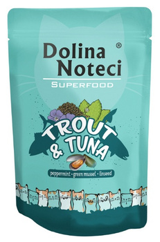 DOLINA NOTECI SUPERFOOD KOT PSTRĄG,  TUŃCZYK sasz.85g /10