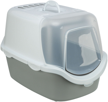Vico Open Top, kuweta kryta, dla kota, jasnoszara/biała, 40 × 40 × 56 cm, z łopatką