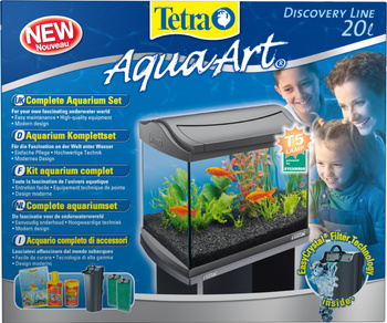 *- Tetra AquaArt Discover Line  20 L, anthracite-Zestaw akwariowy srebrny